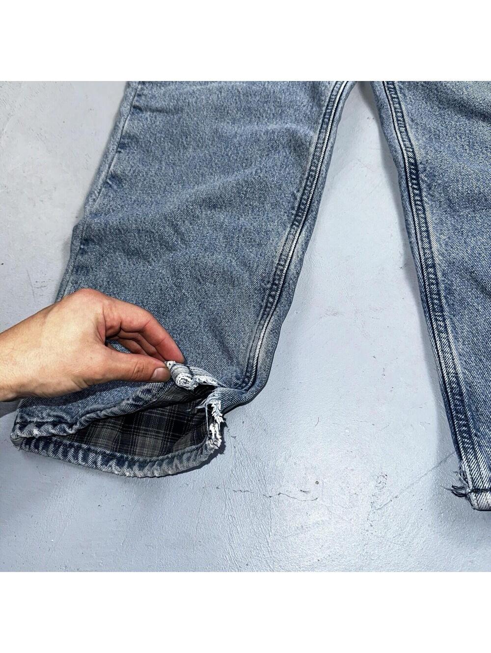 Carhartt Jeans Mens 38x32 Blue Denim Flannel Lined Relaxed Fit Chore Workwear - Picture 6 of 16